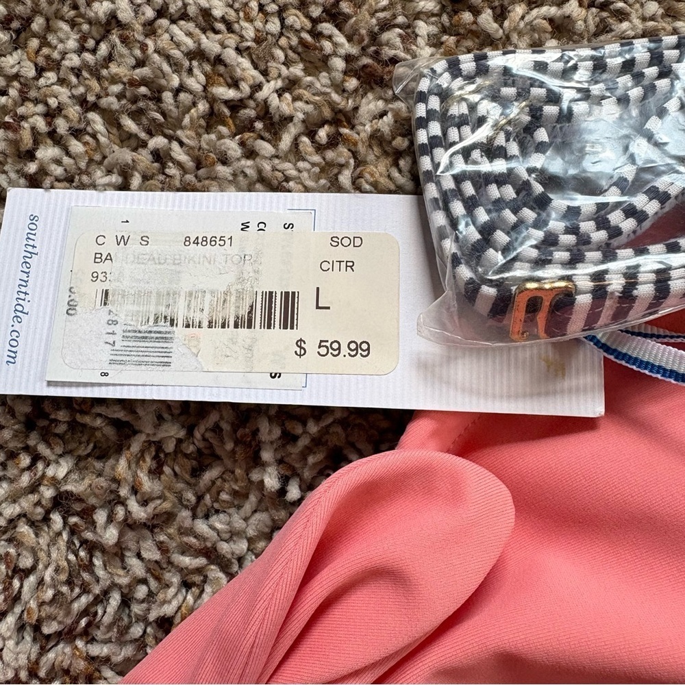 Southern Tide Bikini Top With Removable Straps Coral Pink Large - Picture 7 of 9